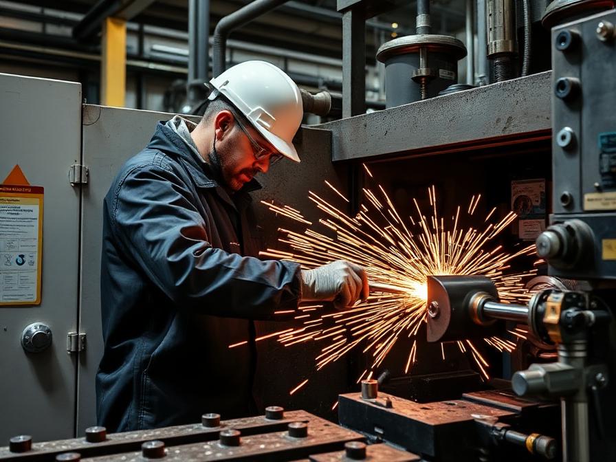 Industrial machinery workshop in operation