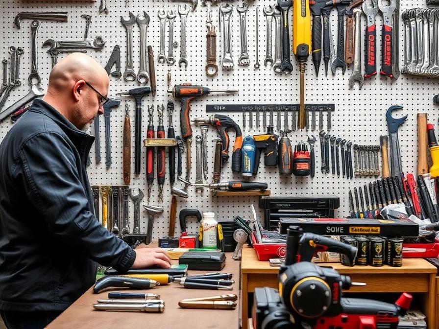 Hardware trade counter with hand tools